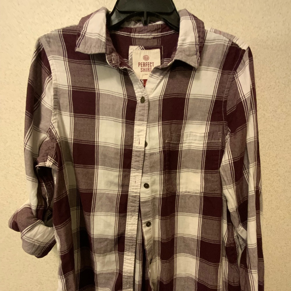 Perfect Shirt burgundy red plaid button up shirt